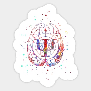 Psychology symbol and brain Sticker